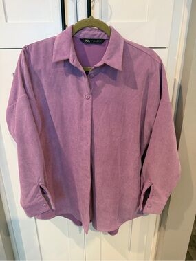 Zara Lavender Corduroy Button-Up Shirt